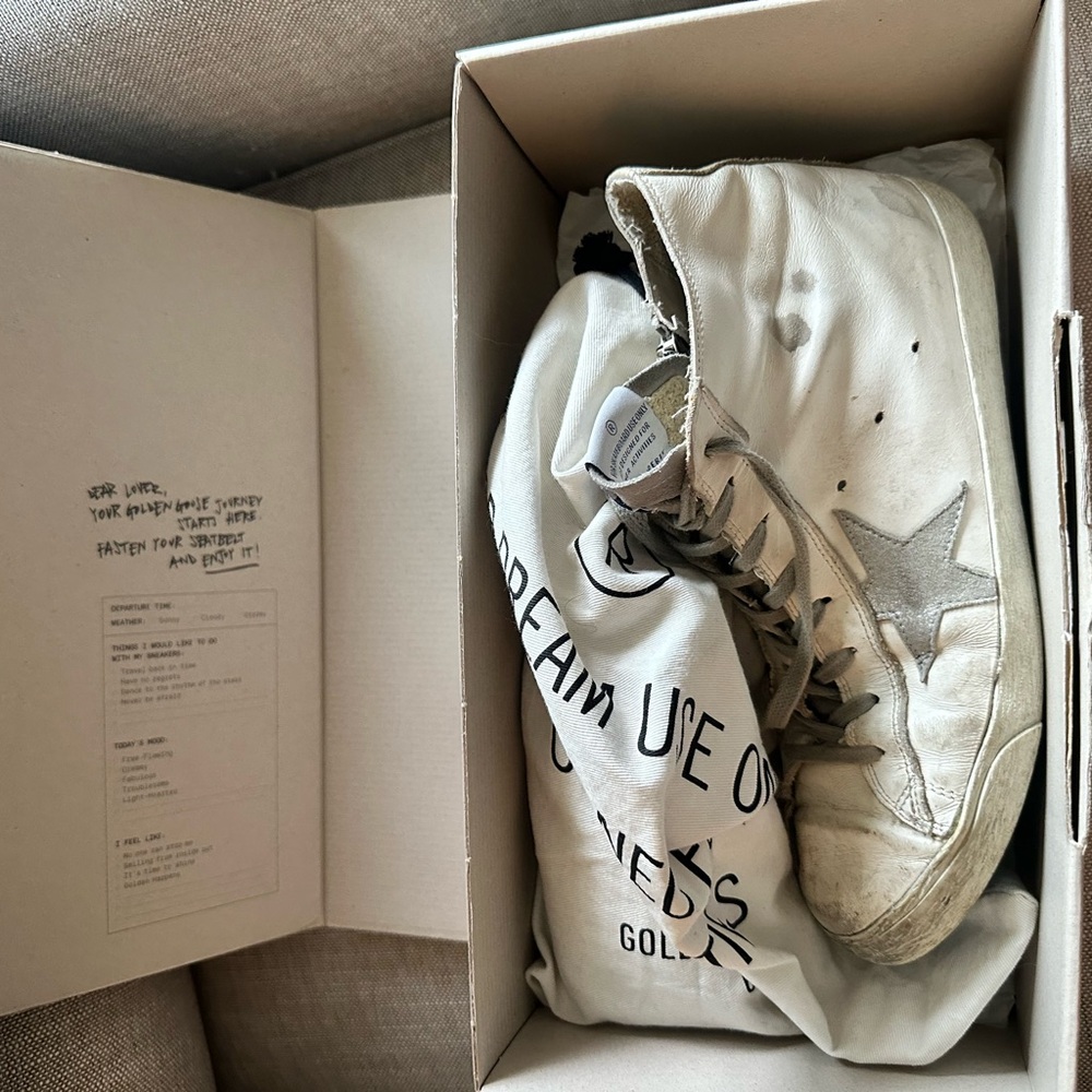Golden Goose White and Gray Star Sneakers Francy high top size 42